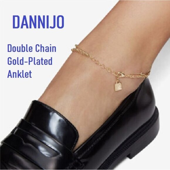 Dannijo Double Gold Anklet Jewelry for Women Gold Plated Chains 9 in to 10.5 in - Picture 4 of 7